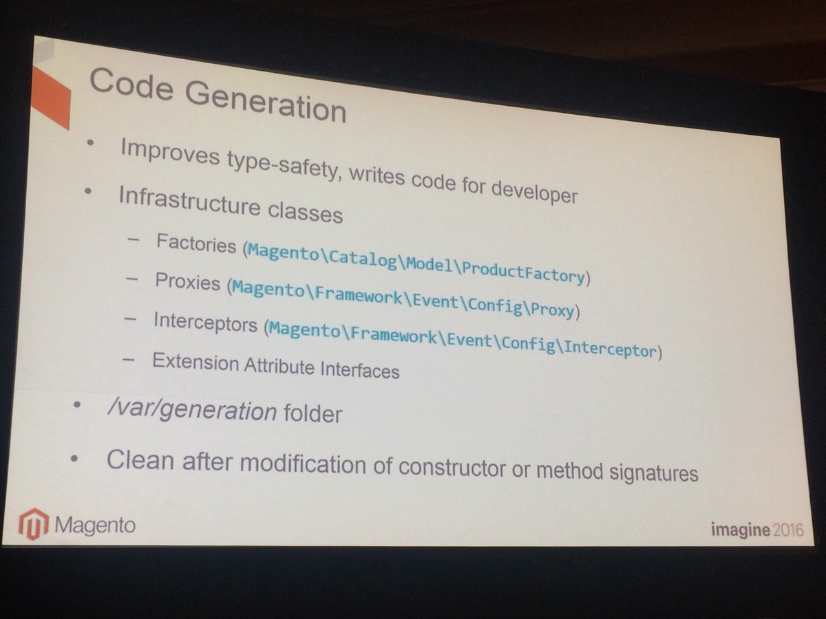 blackbooker: Code generation is an important concept to become familiar with on m2 #MagentoImagine #M2DeepDive @AntonKril https://t.co/QPnmb1OTn9