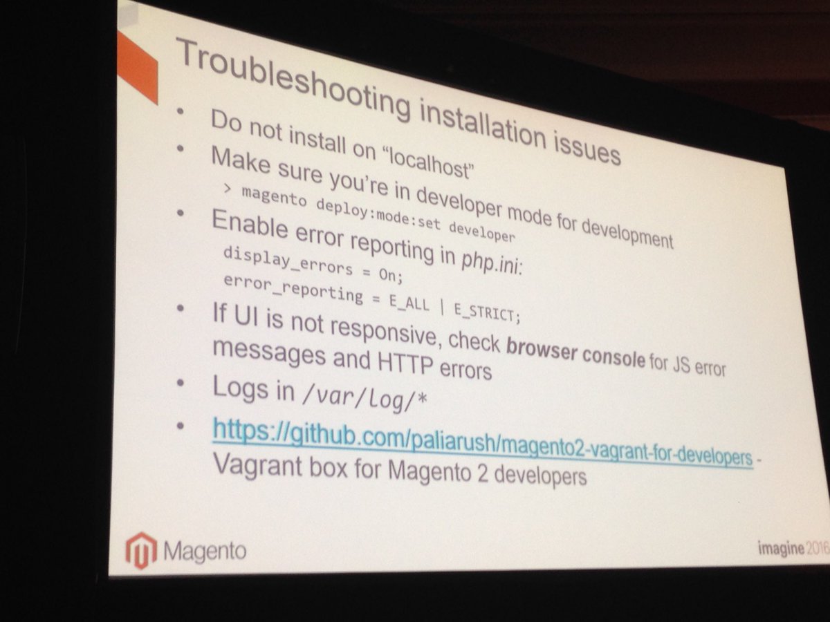 SheroDesigns: Troubleshooting installation issues on #magento2 - great advice from @AntonKril #magentoimagine @magento https://t.co/I6ADdDR9GW