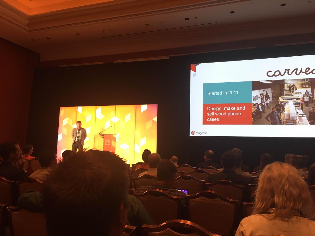 LincVIP: @CarvedLLC CEO John Webber discussing lessons learned along the path to success. Mouton 1. #MagentoImagine https://t.co/RuwkeuLMMM