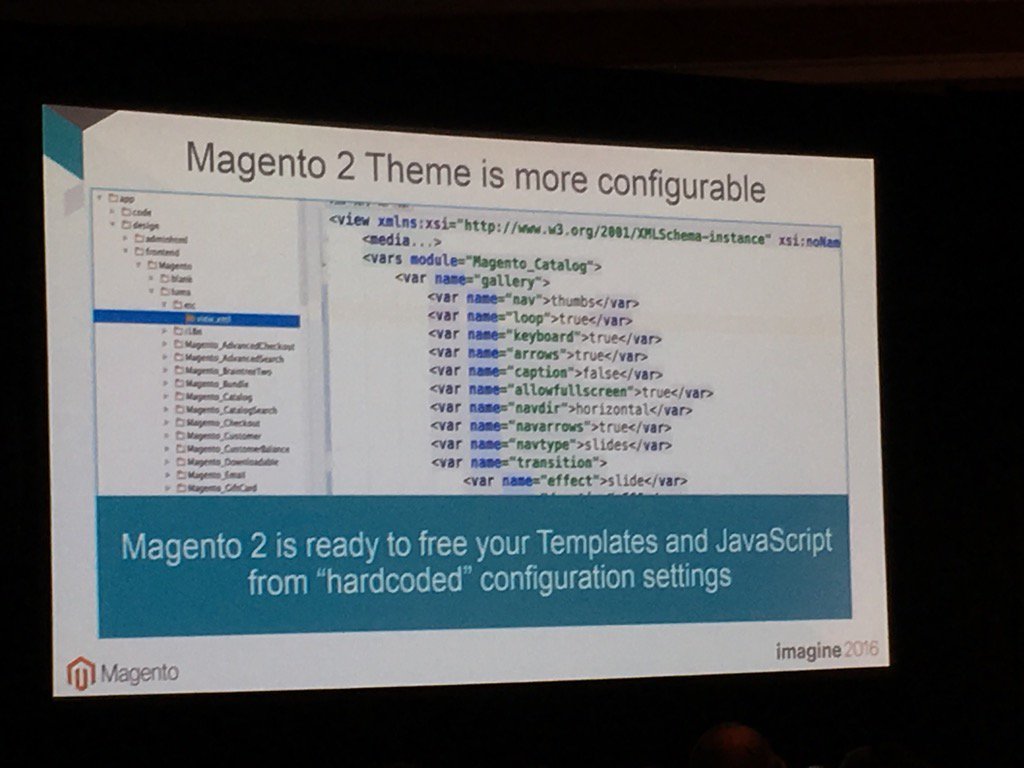 jonathanmhodges: Excited to learn #magento2 themes have variables that can be used throughout. #MagentoImagine https://t.co/tGdyUs6QkY
