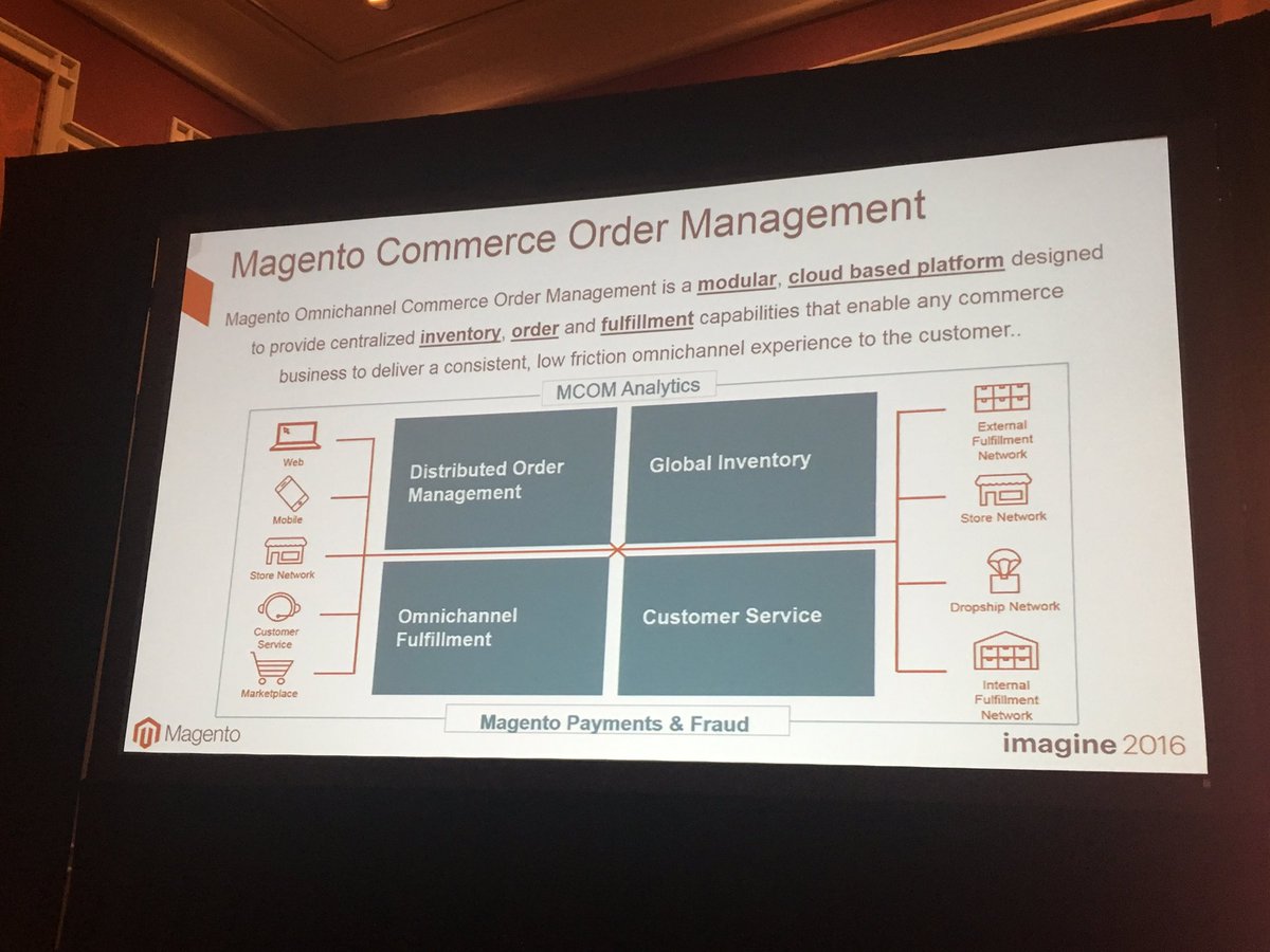 summasolutions: Magento presenting the new Magento commerce order management platform. #MagentoImagine https://t.co/G4NnYUd4Xf