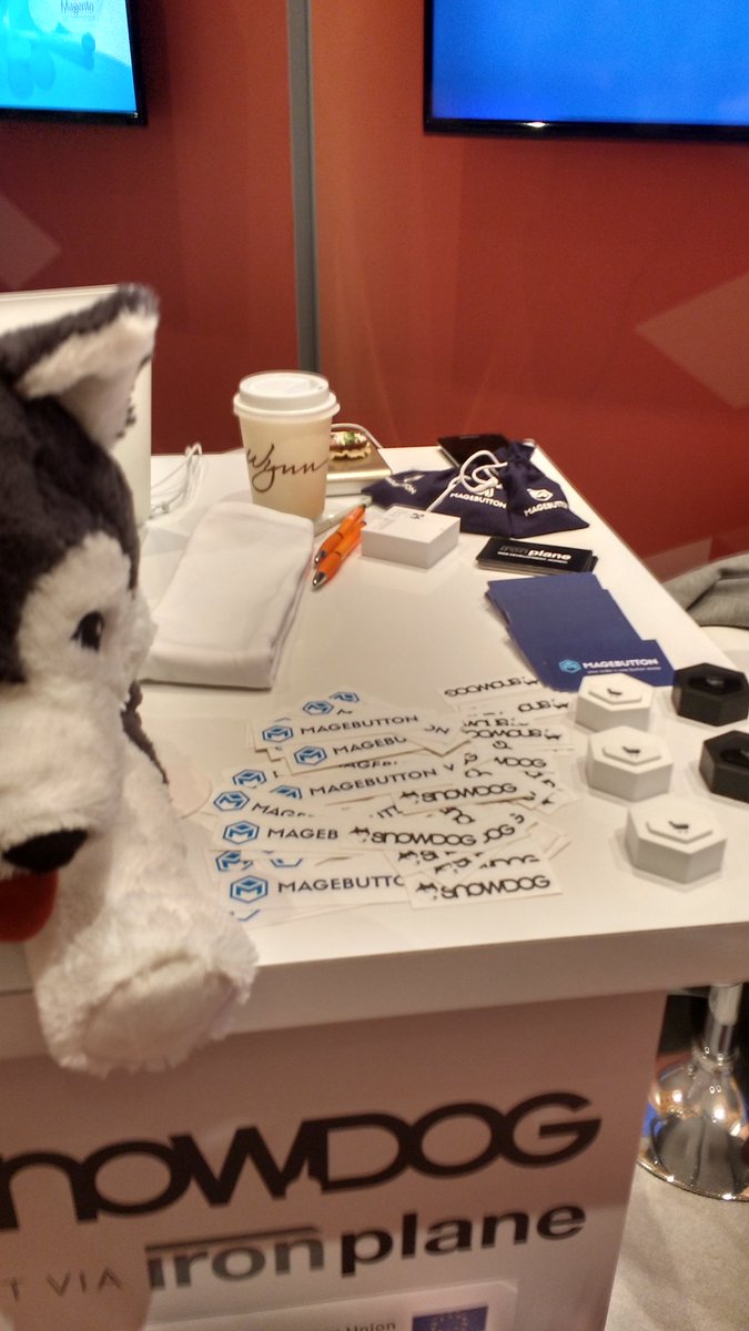 avstudnitz: You should stop by the @snowdog booth. Not b/c of the cute dogs but b/c of their MageButton. #MagentoImagine https://t.co/T8EVwUkznl