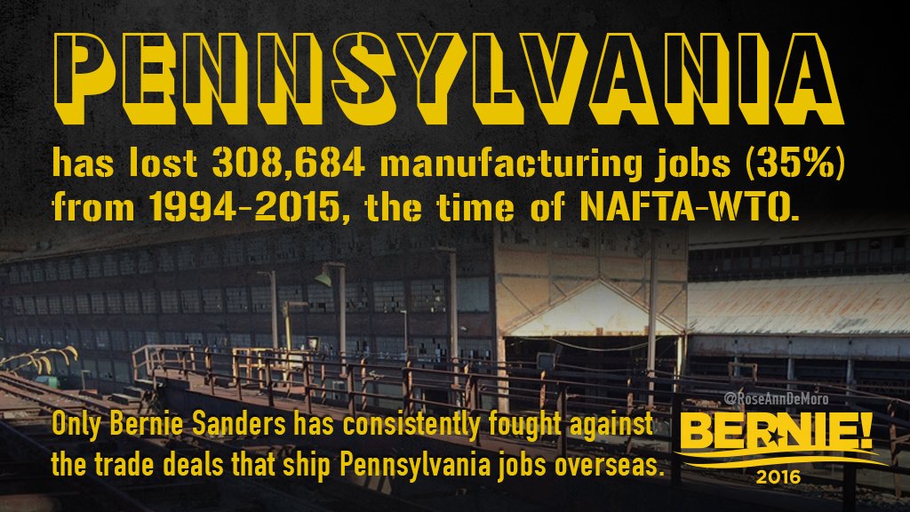 RT @RoseAnnDeMoro: #NAFTA has destroyed communities: This is our #mondaymotivation to work harder! #PAprimary #Steelers #Gosteelers https:/…