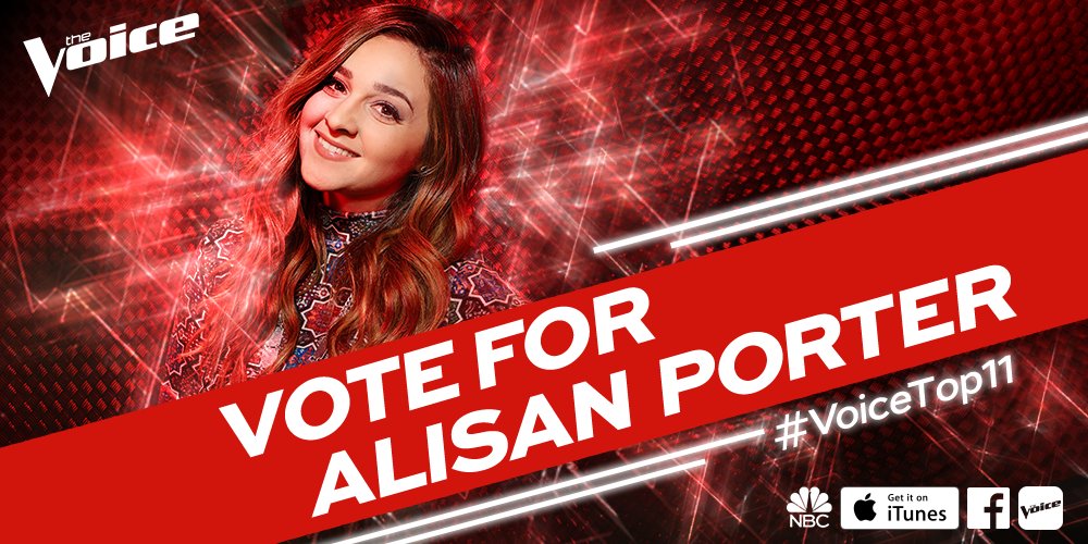 ⭐️⭐️⭐️ RT @NBCTheVoice: RT if @alisanporter slayed tonight baby and your votes are a sure thang. #VoiceTop11 https://t.co/nRc0gTVRxV