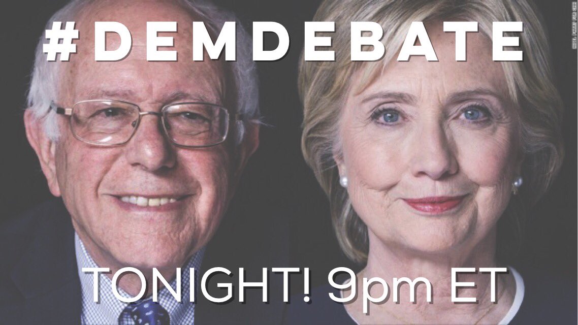 RT @Latinos4Bernie: #DemDebate in Brooklyn tonight! Plan to watch - 9pm ET. Join a debate viewing party: https://t.co/Dl02XlaW5g https://t.…