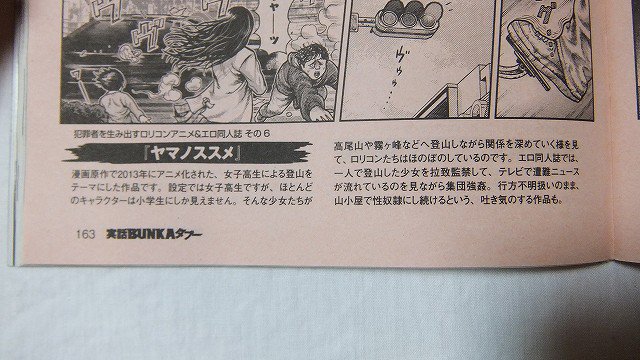 続）「犯罪者を生み出すロリコンアニメ・同人誌」では、「ヤマノススメ」「のんのんびより」「ロウきゅーぶ」など挙げられている