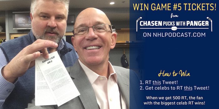 RT @NHLShow: WIN TIX TO GAME 5! How? RT & get celebs to RT this tweet. Biggest celeb RT wins - Chase&Pang https://t.co/zMdO6v3MvN https://t…