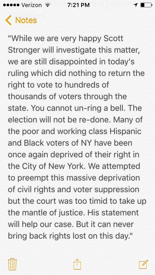 RT @JordanChariton: #NYPrimary Election Lawsuit Lawyers Statement #tytlive #FeelTheBern https://t.co/rncYCvRmn4