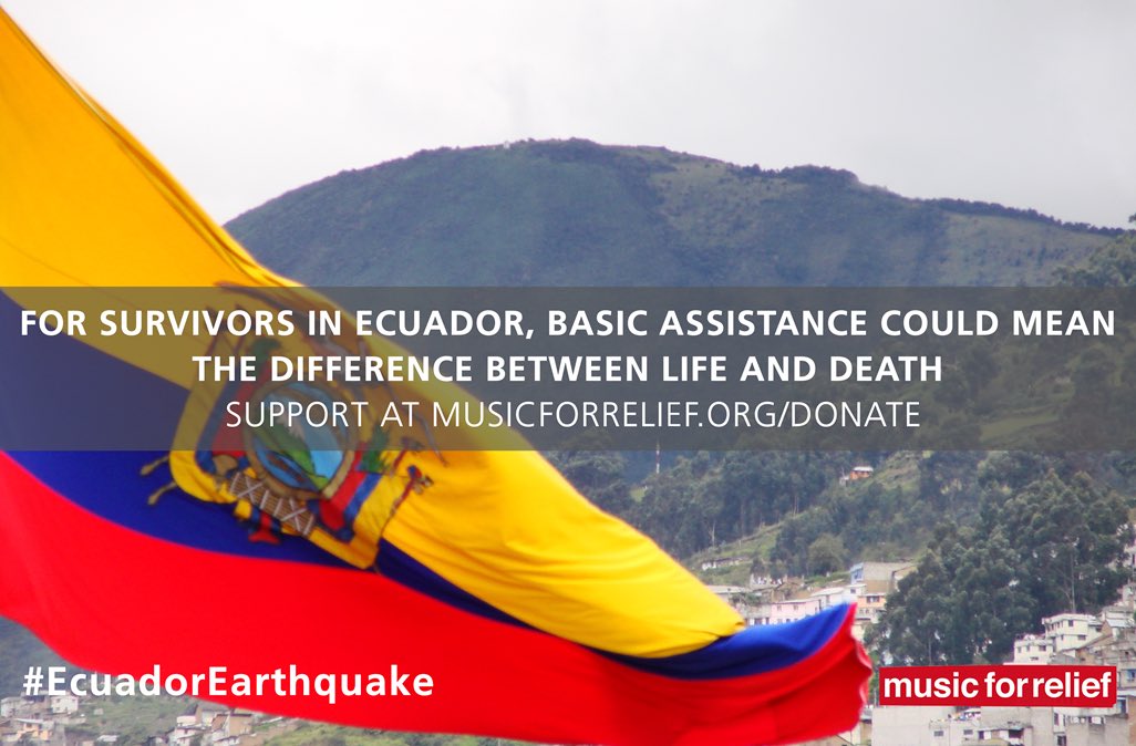 Support @MusicForRelief in helping earthquake survivors in Ecuador: https://t.co/n1sDfjoDUA #EcuadorEarthquake https://t.co/VAxFE8KE5j