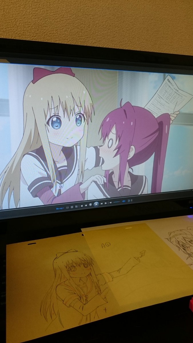 ゆるゆり、きゃにめ特典、色が黄色の作画監督修正?の原画入ってた(*'▽'*) #yuruyuri ゆるゆり、きゃにめ特典、色が黄色の作画監督修正?の原画入ってた(*'▽'*) #yuruyuri