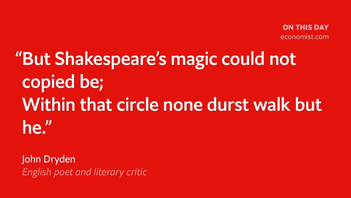 RT @TheEconomist: Britain's most celebrated playwright and author, William Shakespeare died #onthisday 1616 https://t.co/mjwHosKgd9