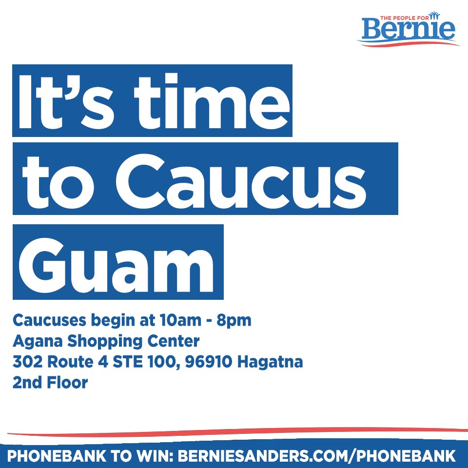 RT @People4Bernie: The phoneslines are OPEN to help win the #GuamCaucus! 

Call 100 people TODAY: https://t.co/77p2KWxHZH https://t.co/L4LU…
