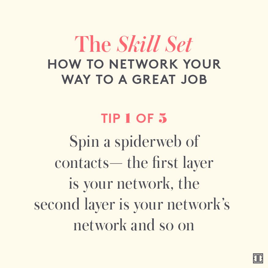 #TheSkillSet: 5 tips for #networking your way to a great job: https://t.co/gU6cX0HsvF #careeradvice #womenwhowork https://t.co/nsQJKoZeWG