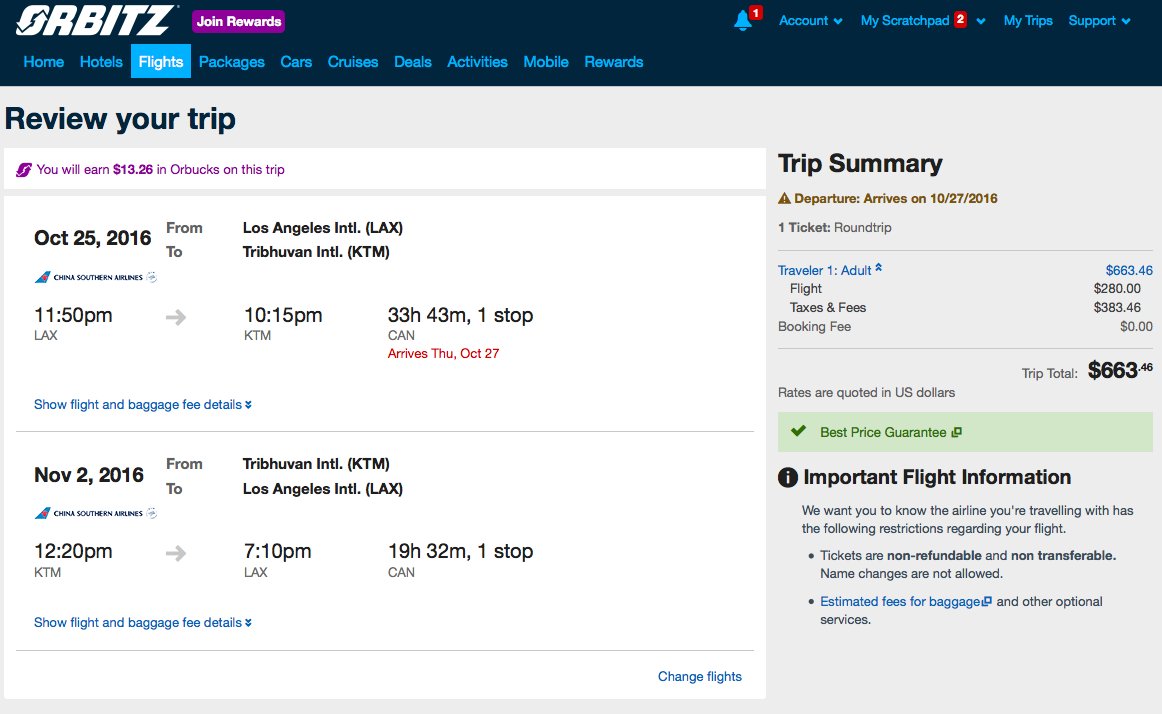 RT @airfarewatchdog: Los Angeles LAX to Kathmandu KTM Nepal $664 RT for fall travel.