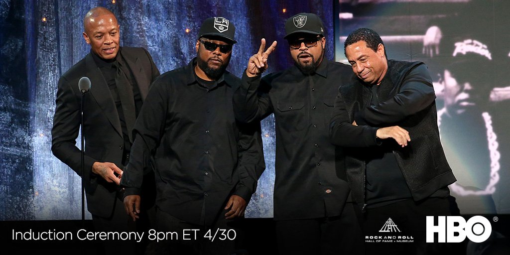 History in the making. N.W.A's #RockHall2016 induction airs tonight at 8pm ET on @HBO. https://t.co/ylSUNU0Vjd
