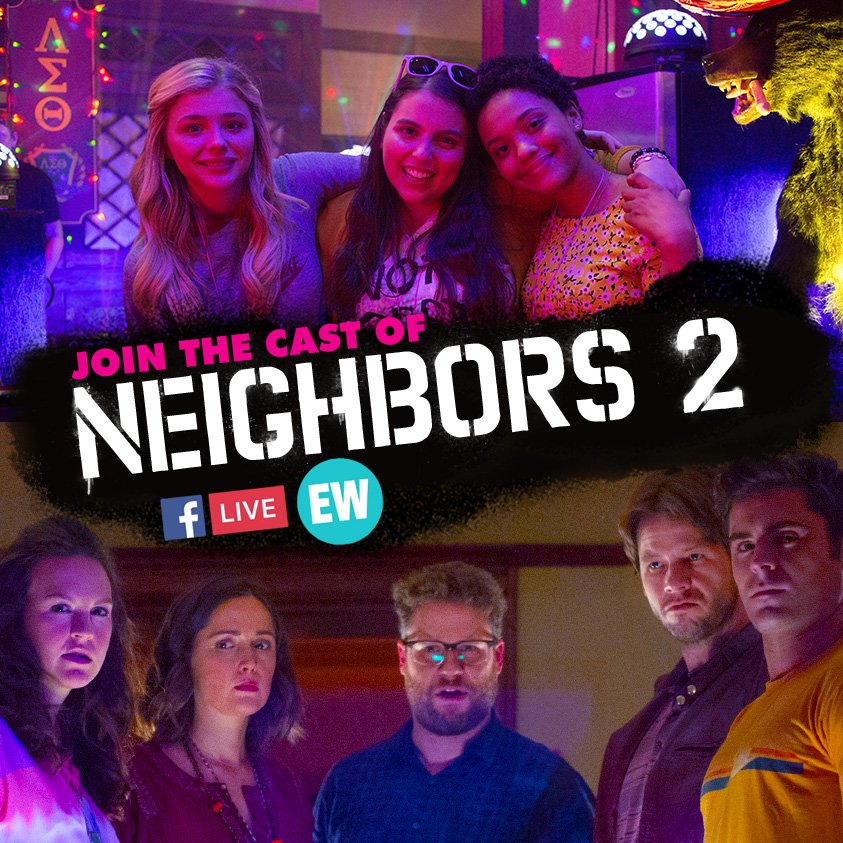 RT @NeighborsMovie: Head to https://t.co/s17z0RNYmE NOW to catch the #Neighbors2 cast LIVE at @EW! Tune in: https://t.co/H74zailp1Q https:/…