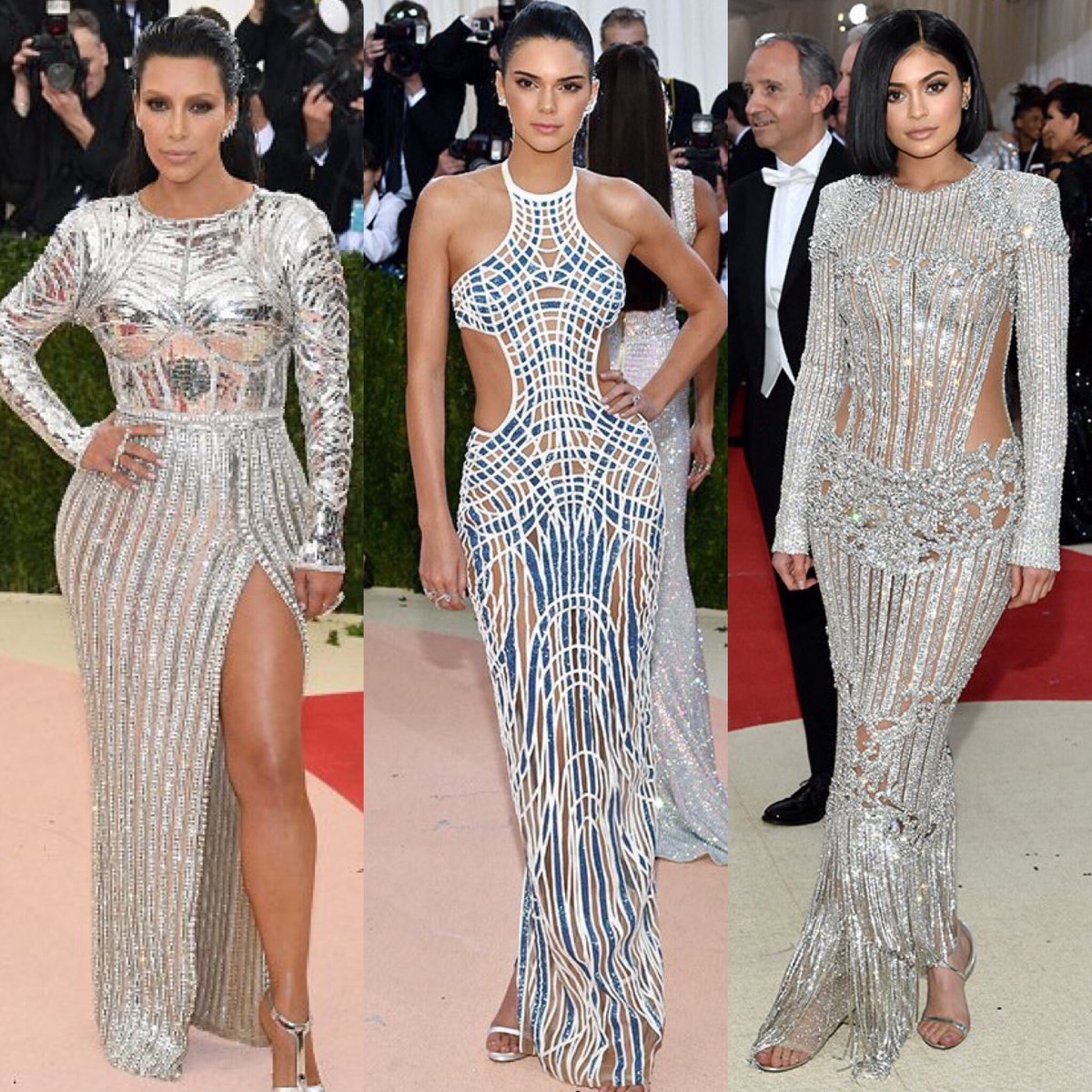 My beauties tonight! kim in #balmain, kendall in #versace, kylie in balmain #proudmama ...1200 x 1200