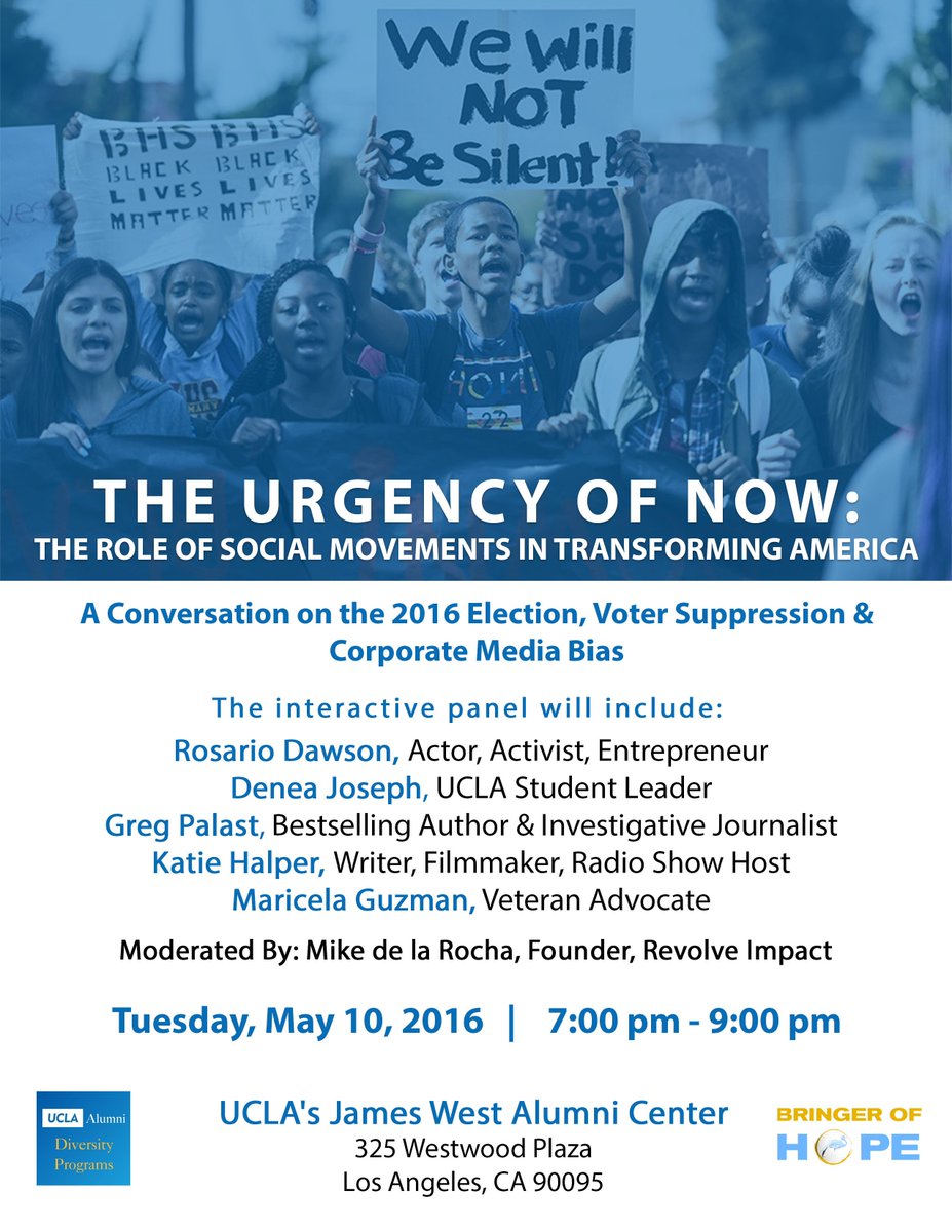 RT @Greg_Palast: I'll be speaking TONIGHT at UCLA with @RosarioDawson, @kthalps & more. Please join us: https://t.co/a5HUsIfOZH https://t.c…