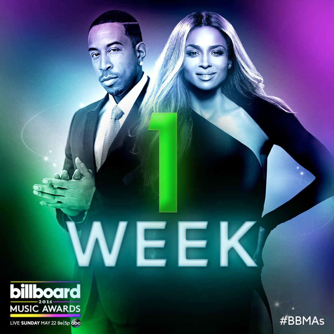 RT @BBMAs: Let the countdown begin...

1 WEEK until we're live with our biggest #BBMAs lineup EVER. ???? May 22 at 8e/5p on ABC. https://t.co/…