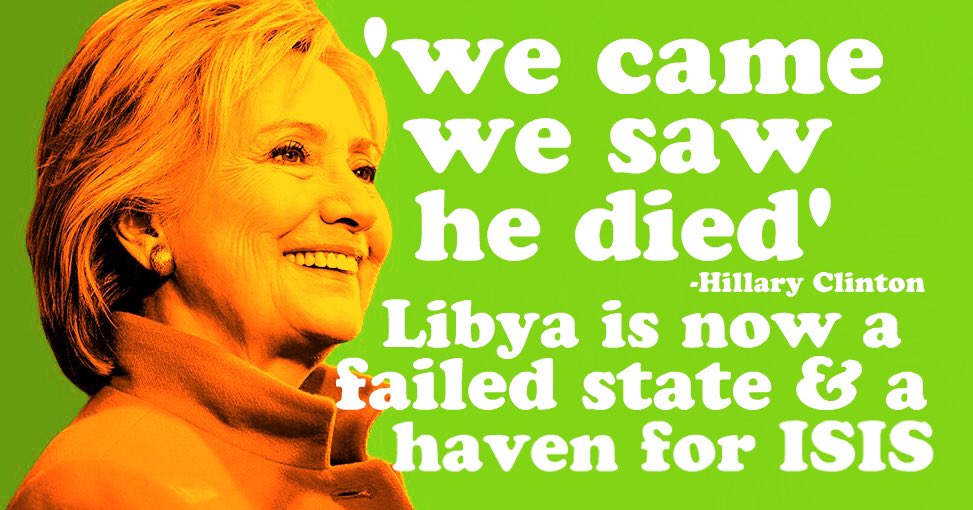 RT @Old_Bern_Kenobi: #HillaryLostMe when she destroyed Libya to steal it's 