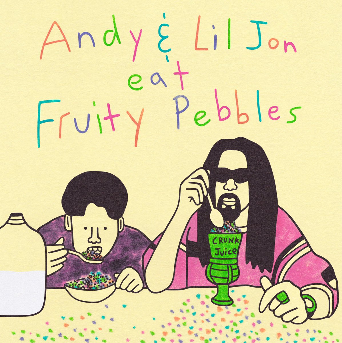 RT @gangsterdoodles: Andy & Lil Jon eat Fruity Pebbles @AndyMilonakis @LilJon #fruitypebbles https://t.co/4tv0JZVpKc