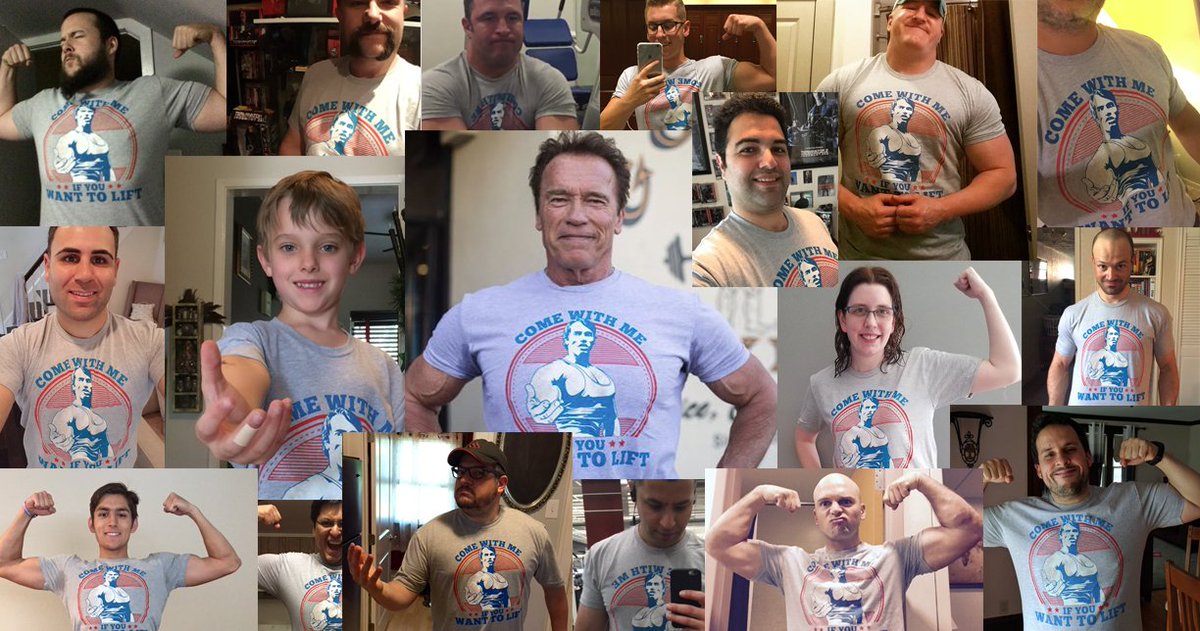 RT @TheArnoldFans: Didn't get your @Schwarzenegger shirt yet? Fear not; it's coming! Join the fitness crusade and tweet your pics! https://…