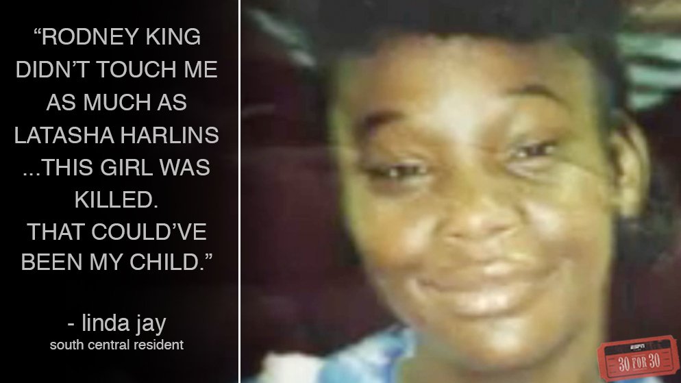 RT @30for30: Days after the Rodney King beating, 15-year old Latasha Harlins was shot in the back and killed. #OJMadeInAmerica https://t.co…