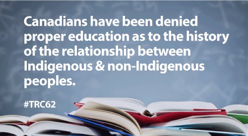 RT @kairoscanada: Cdns have been denied proper EDUCATION as 2 the history of relationship between Indigenous & non-Ind ppls. #TRC62 https:/…