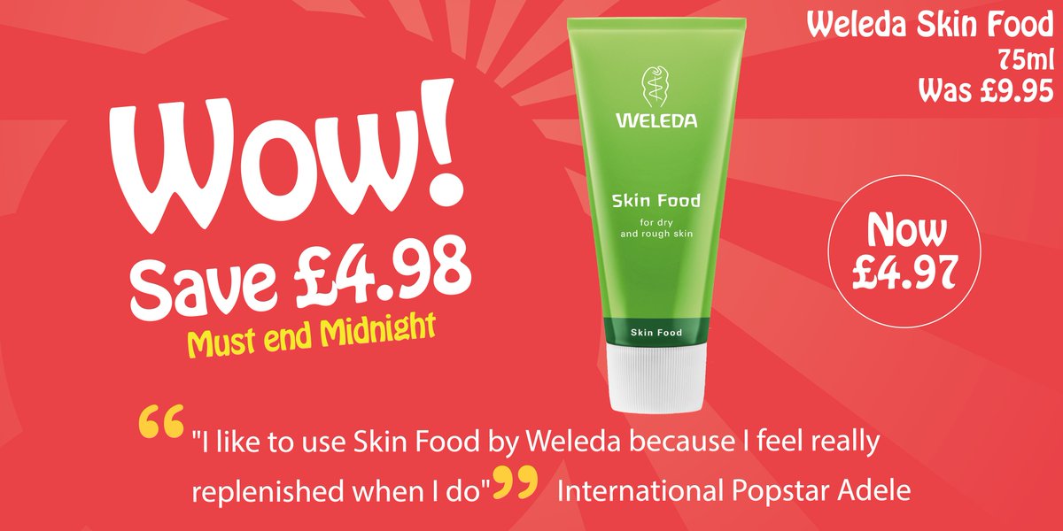 Love @WeledaUK Skin Food? Then you'll love this! Save £4.98 on 75ml for 24 hrs. Only £4.97 https://t.co/iMzfeJMfE6 https://t.co/RvN095zPhR
