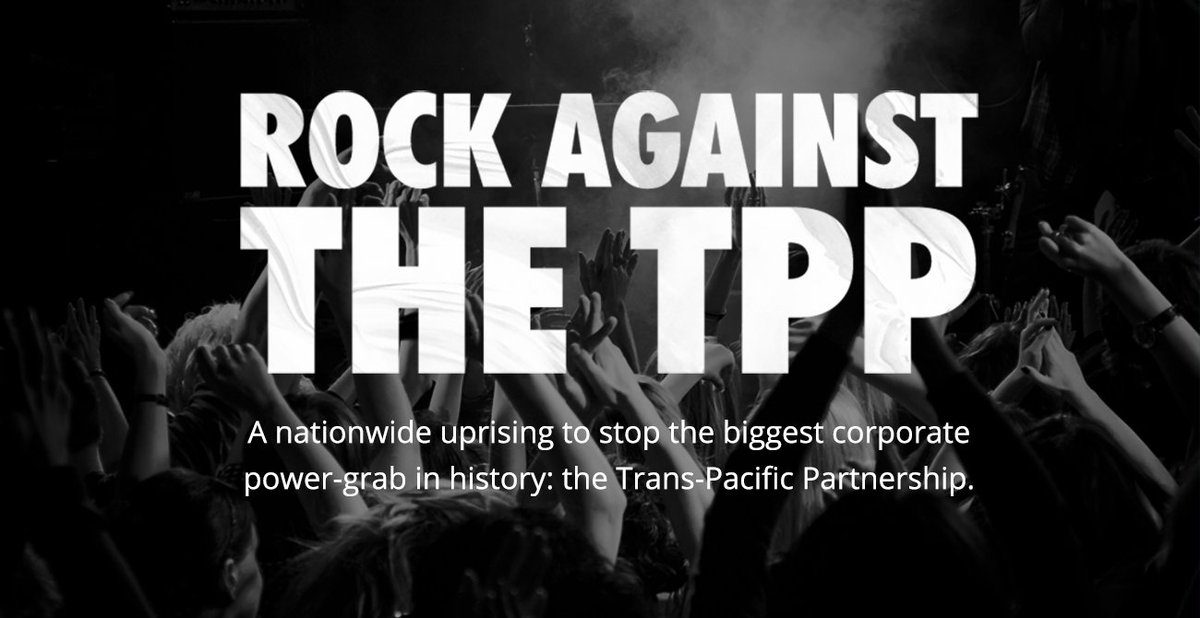 Your favorite artists are teaming up to #RockAgainstTheTPP! Stop the #TPP corporate takeover https://t.co/ySReO5k19E https://t.co/c15Y8KF9w6