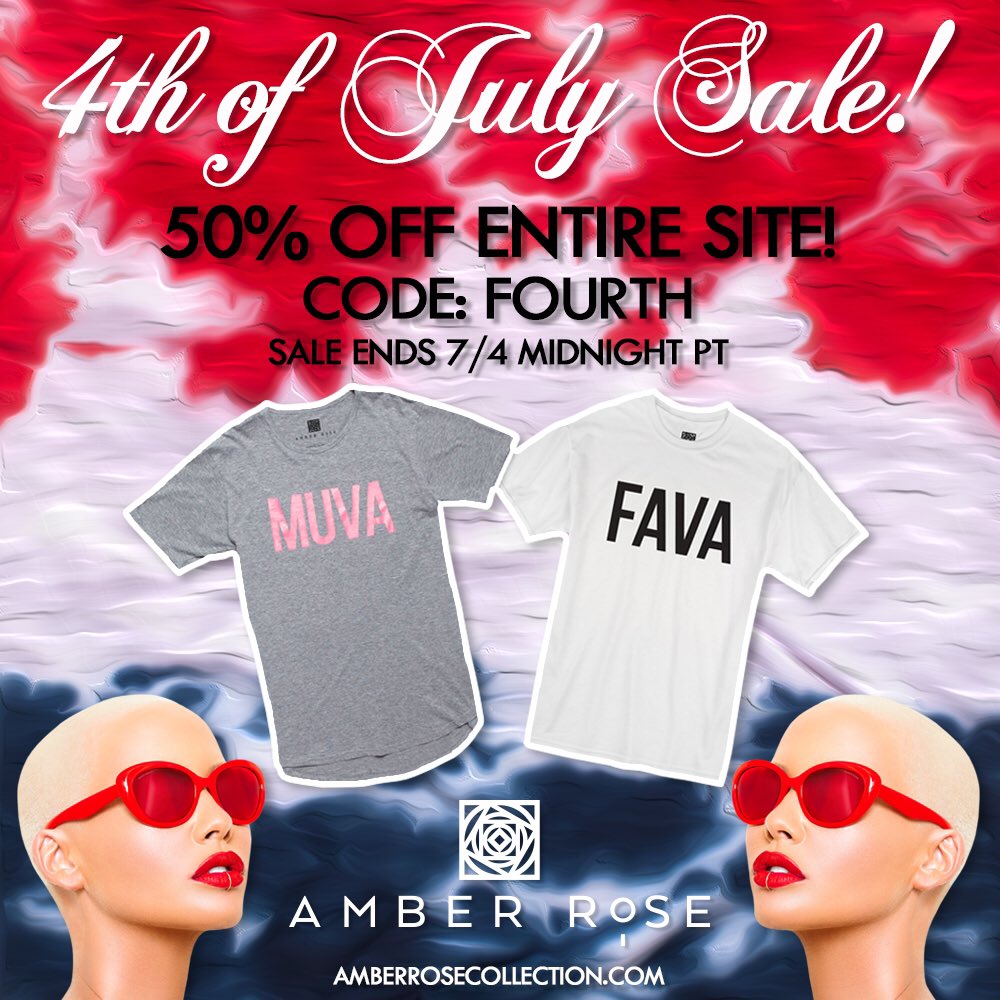 Get 50% off my entire site NOW. Happy 4th Of July #Rosebuds ????#AmberRoseCollection https://t.co/nVUo9Qxzgv https://t.co/BgthdfWBZb