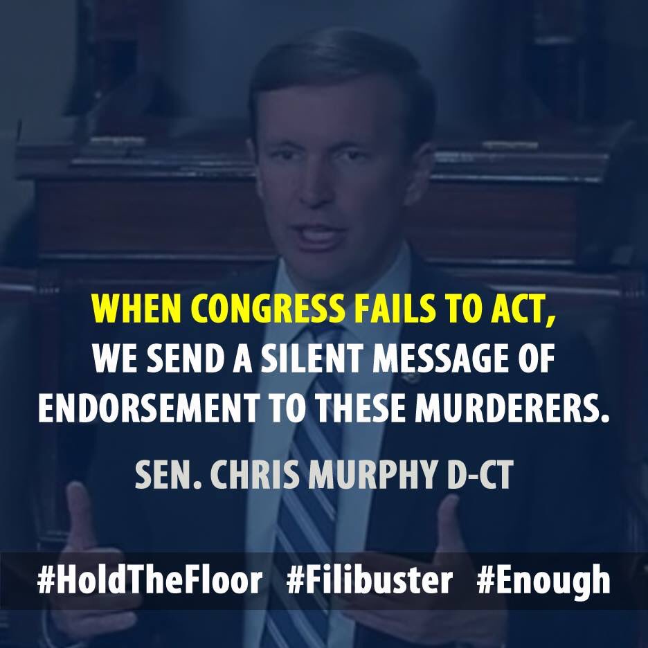 RT @MoveOn: We will not remain silent. #filibuster @ChrisMurphyCT #enough #DemFilibuster https://t.co/fQ0q1DUqUy