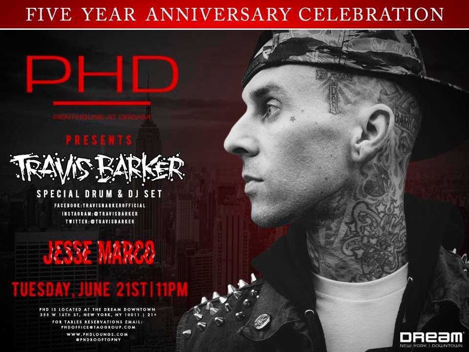 RT @DreamDWTN: Join us tomorrow night as @PHDRooftopNY turns 5 with a special drum & DJ set by @TravisBarker! https://t.co/ezzyLiSR8N