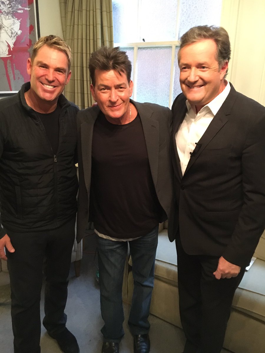 Before the show with @ShaneWarne and @piersmorgan https://t.co/xaoNocjUHg