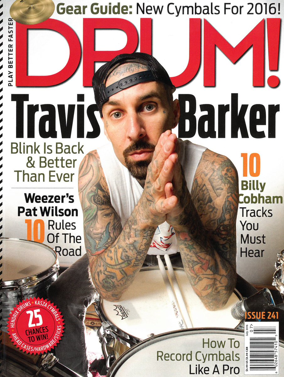 RT @ZildjianCompany: Congratulations to Zildjian Artist @travisbarker on his @DRUM!Magazine Cover! #ZildjianFamily #TravisBarker #CanISay h…