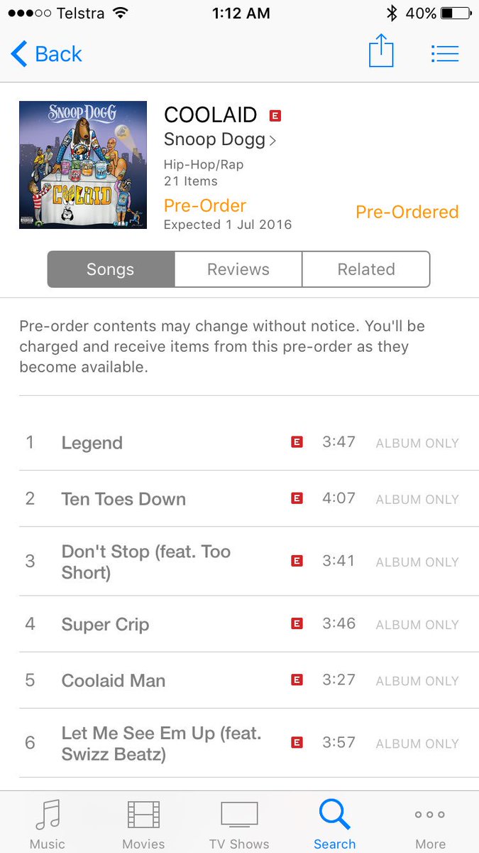 RT @Cath_SexySoul: Done ✔️ #Preordered #Coolaid ???????????? So stoked I could on ???????? iTunes @SnoopDogg https://t.co/n1jz2mavxz