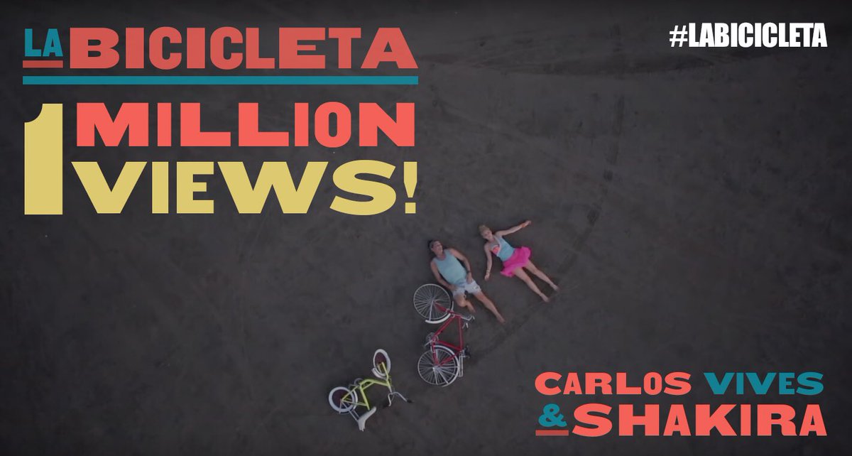 A million views in 16 hours! Un millón de reproducciones en 16h! #LaBicicletaVideo https://t.co/cIZ5hrHysg ShakHQ https://t.co/FbiHHzIVBs