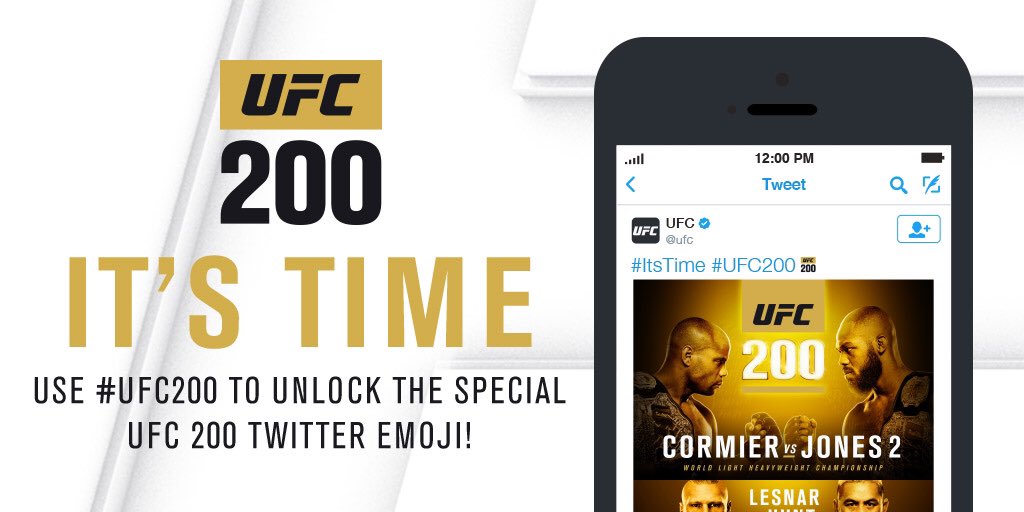 RT @ufc: Don't forget to use the #UFC200 hashtag & unlock our special Twitter Emoji! #UFC200 #UFC200 #UFC200 #UFC200 #UFC200 https://t.co/U…