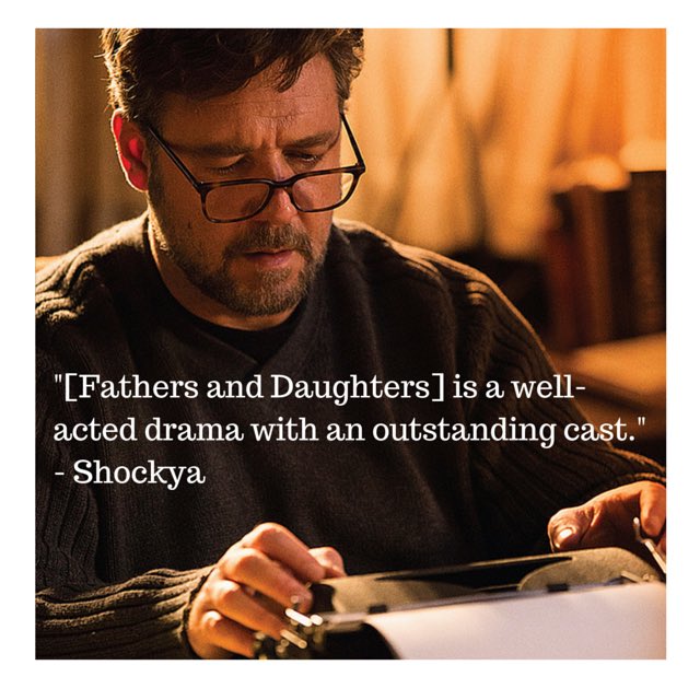 RT @LakeshoreRecs: Bring the tissues. See #FathersandDaughters in US theaters now! Soundtrack: https://t.co/4xM3d7zke2 @GabrieleMuccino htt…
