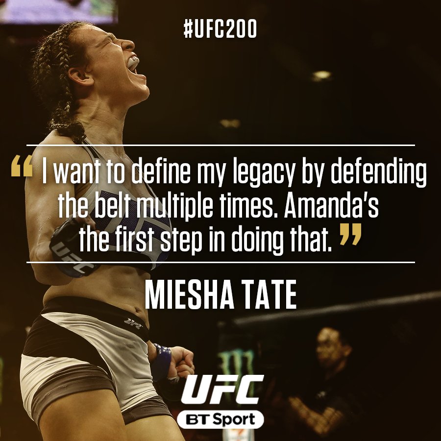 RT @btsportufc: .@MieshaTate is out to cement her legacy! #UFC200 https://t.co/bgNUjXWGKy