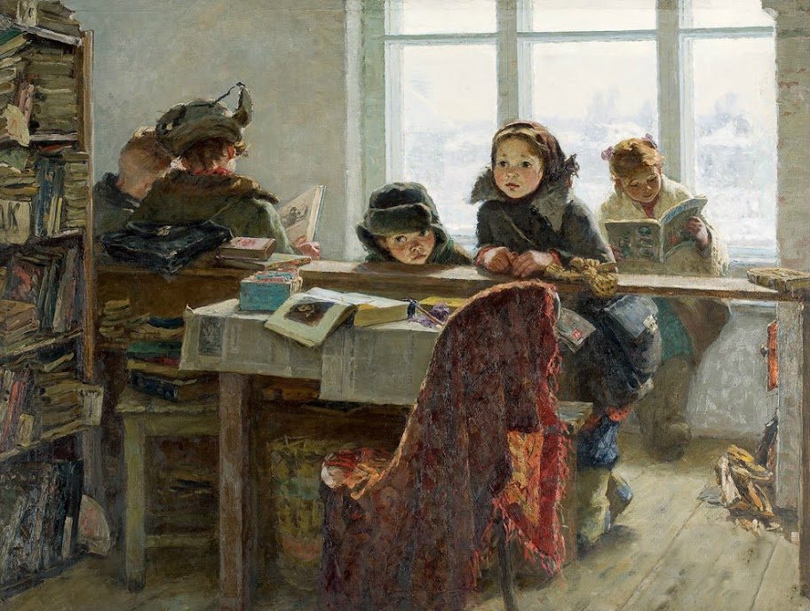 И.В. Шевандропова. В сельской библиотеке. 1954 г.
