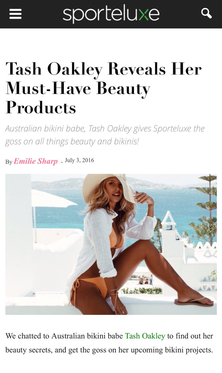 RT @ABikiniADay: @Tashoakley reveals her must have beauty products via SporteLuxe ???? https://t.co/43wLxOdFqh https://t.co/ASd2GpUQVg