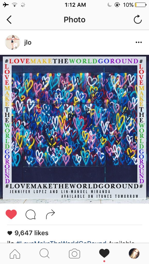 RT @LivinJENeration: #LoveMakeTheWorldGoRound is gonna be available tomorrow on iTunes!????????✨ I can't wait! #LMTWGR ???? @JLo @Lin_Manuel ✨ https…