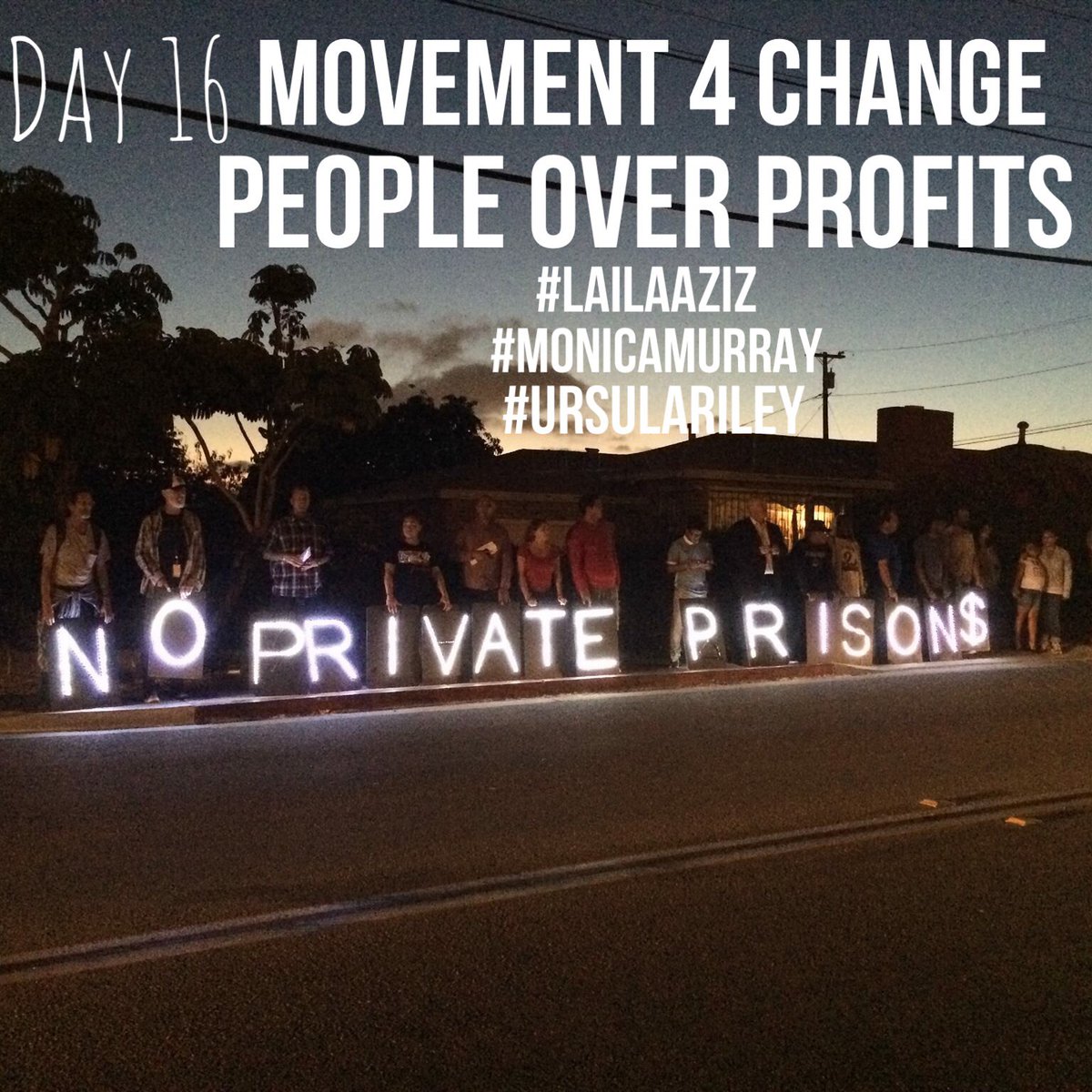 RT @REENTRYcrusader: Day 16 and we're still holding strong. The struggle/marathon continues! #banprivateprisons #peopleoverprofits https://…