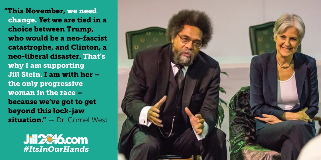 RT @DrJillStein: So honored to have Dr. Cornel West's support! https://t.co/clZDsZuRQx https://t.co/48PZTJ8Xm9