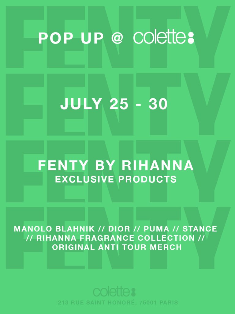 Parisian navy! SO excited to share my pop up shop w/ you @coletteparis! New #ANTIWORLDTOUR merch & all things #FENTY https://t.co/oxIORusK9q