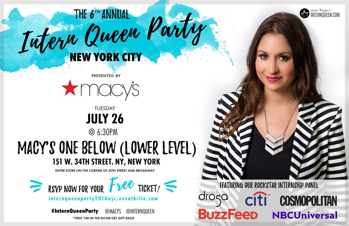 #NYC interns! RSVP to the #InternQueenParty this evening at 6:30pm @InternQueen https://t.co/LuSxt9arQq