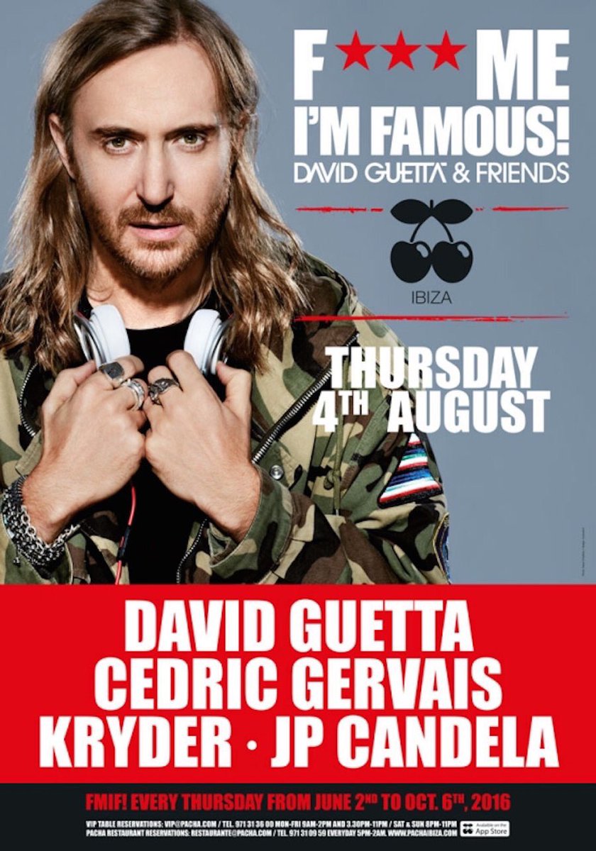 RT @KryderMusic: ✈️ On my way to Ibiza catch me  @pacha tonight with @CedricGervais  @jpcandela for @davidguetta #fuckmeimfamous https://t.…