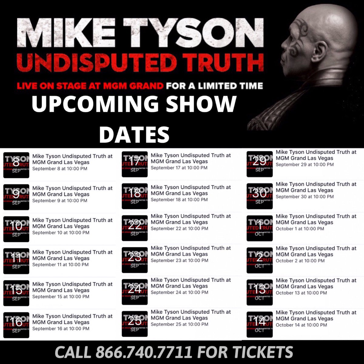 #Subscribe to the #MikeTyson #UndisputedTruth events page on #Facebook to learn new dates. https://t.co/x55qBcyRLf https://t.co/MYOGEDplbe