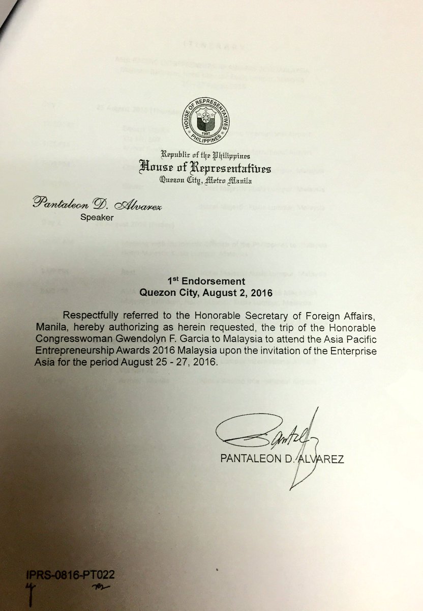 look garcia attaches to her motion to travel an endorsement letter letter of endorsement